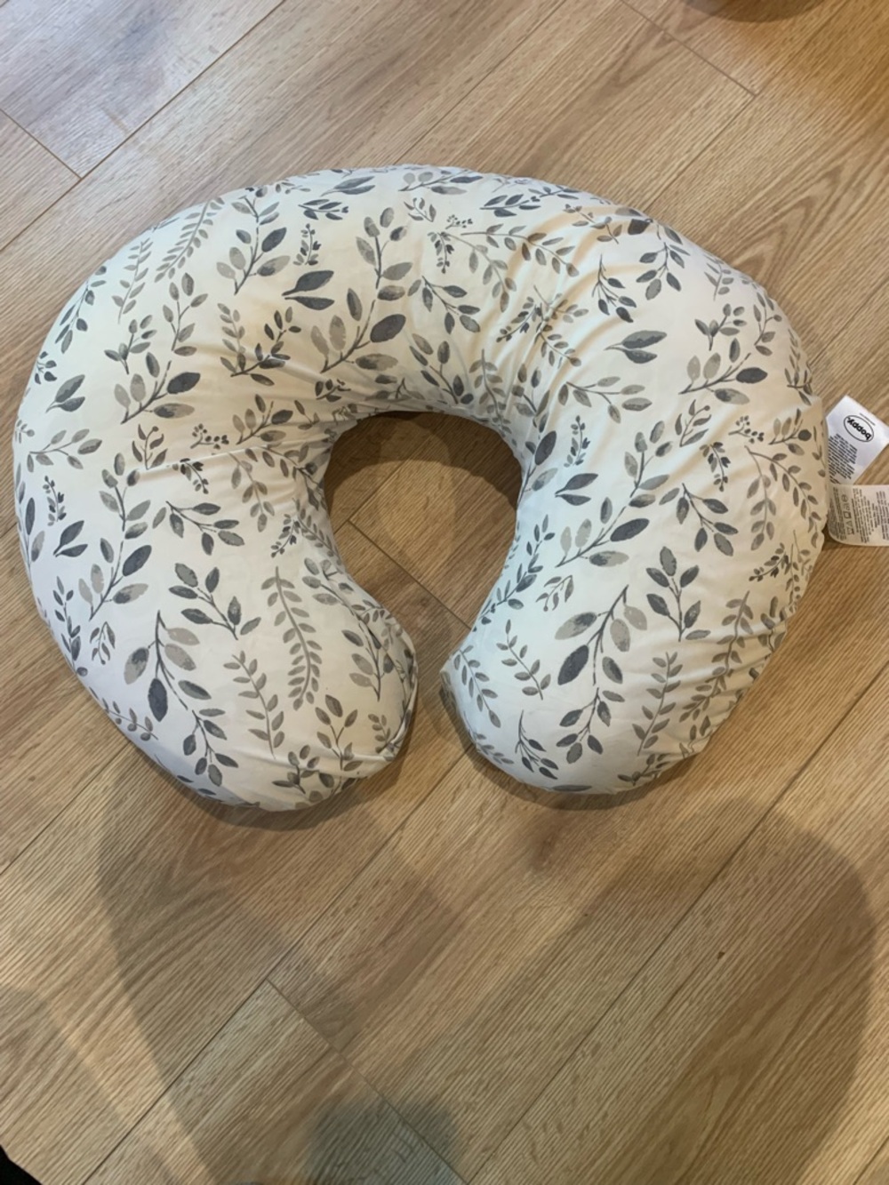 Boppy Nursing Pillow - Cream with Gray Leaf Pattern